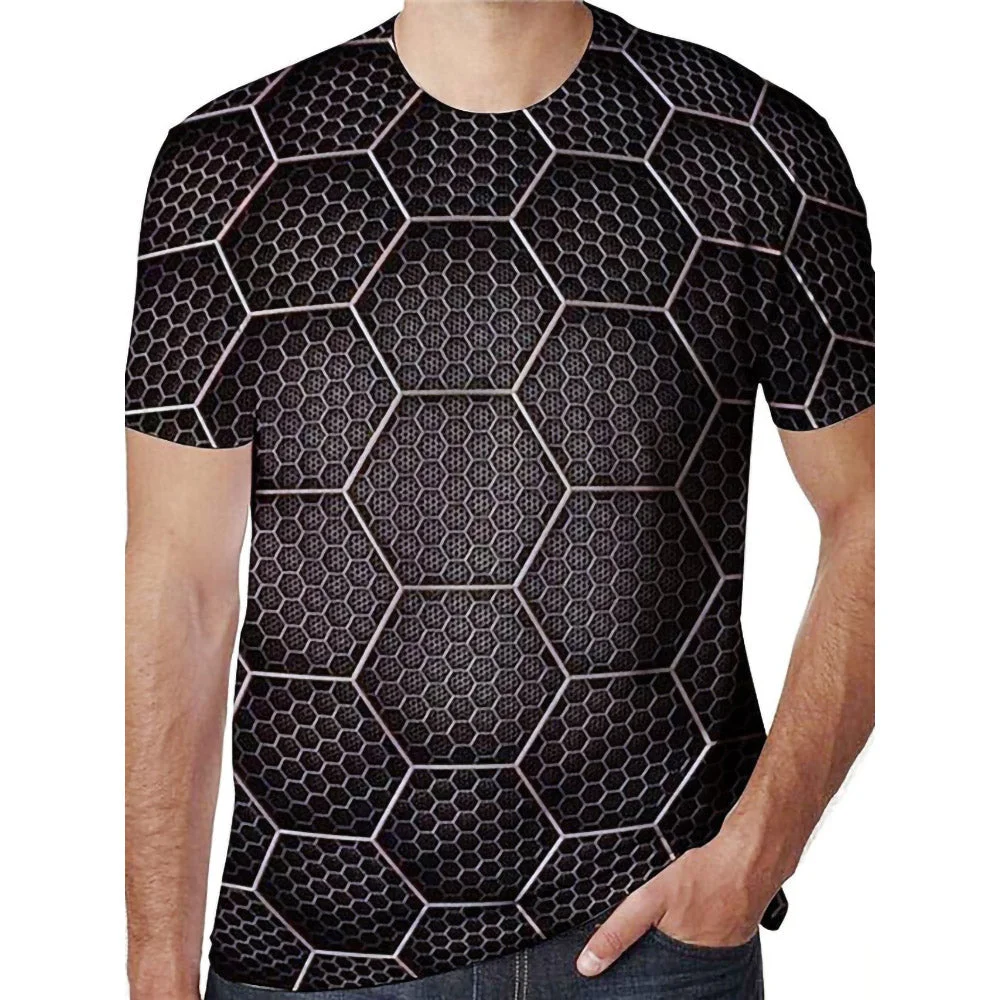 3D Graphic Short Sleeve Shirts Optical Illusion