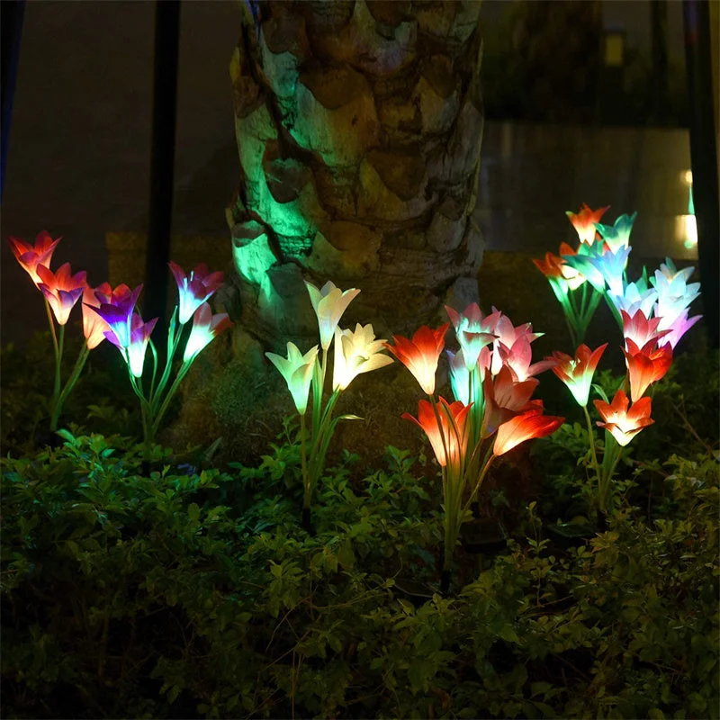 Solar Lights Outdoor -  Solar Garden Lights, Multi-Color Changing Lily Solar Flower Lights for Patio,Yard Decoration, (2 Pack Purple and White)