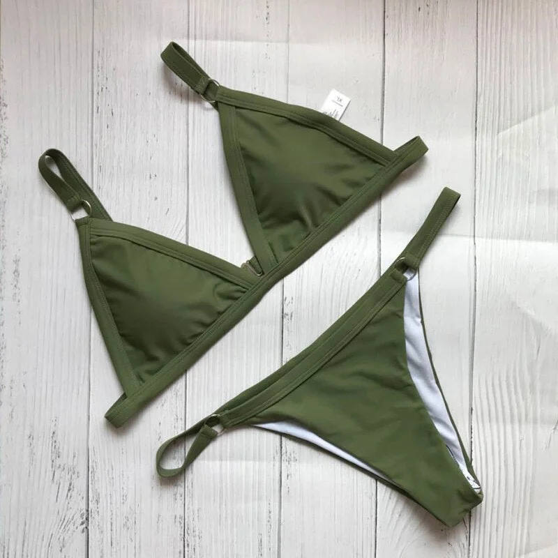 2020 Brand Triangle Bikini Set Swimwear Women Solid Swimsuit Women's Swimming Suit Bathing Suit Bodysuits Sexy Bikini Padded S-L