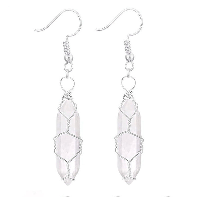 1 Pair Casual Minimalist Geometric Natural Stone Crystal Iron Drop Earrings
