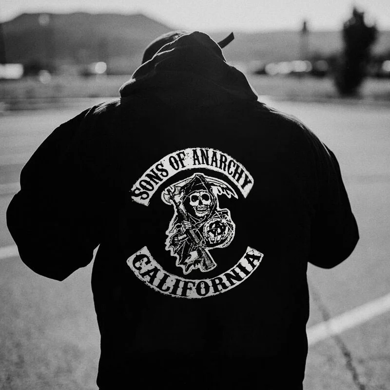 SONS OF ANARCHY CALIFORNIA Skull Graphic Black Print Hoodie