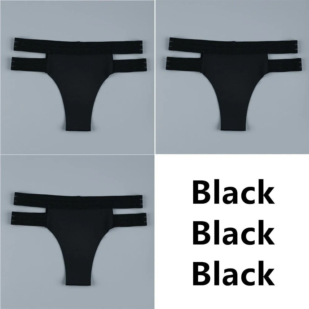 3Pcs Sexy Women Panties Seamless G-String Panties Set Lingerie Hollow Soft Briefs Low Rise Thong Breathable Female Underwear New