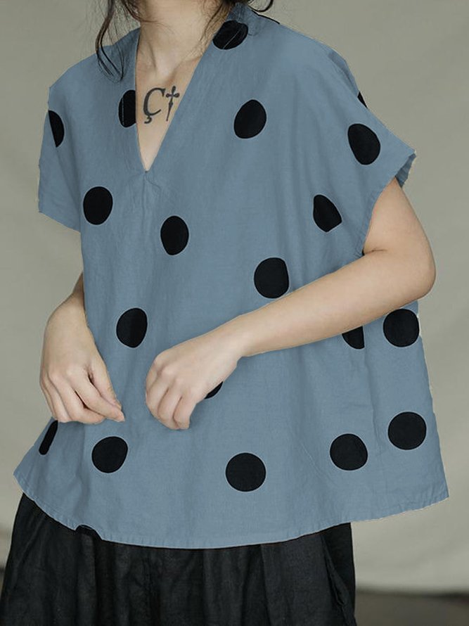Vintage Polka Dots Shift Shirts & Tops Zaesvini