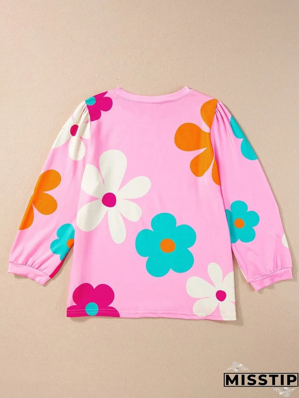 Floral Print Balloon Sleeve Top for Women