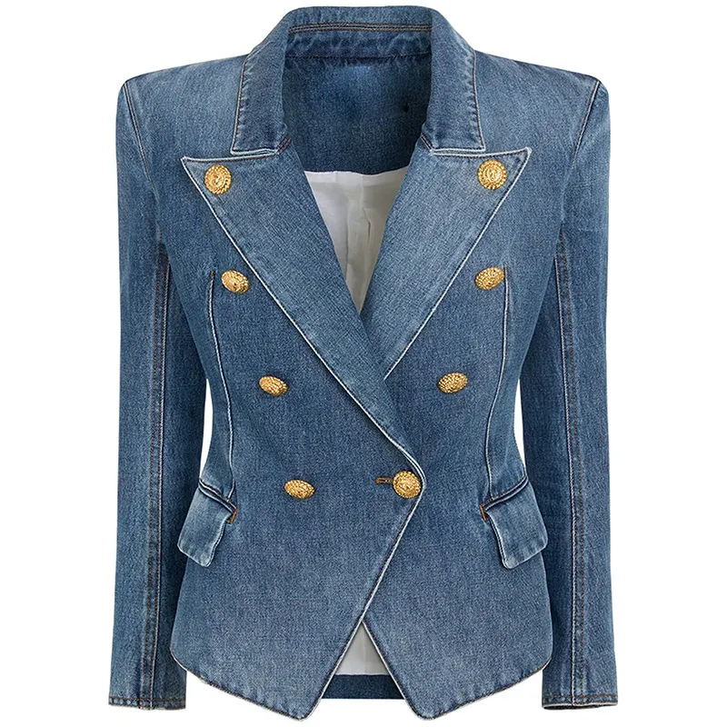 Nigikala Nigikala New Star Temperament Double Buckle Wash Denim Suit Jacket Jacket Jacket
