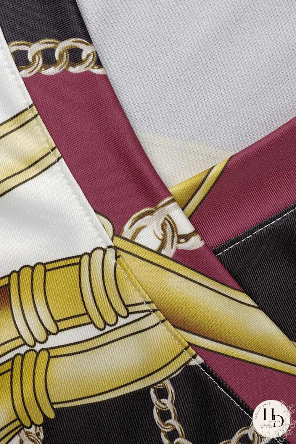 Multicolor Fashion Casual Print Bandage Patchwork V Neck Long Dress