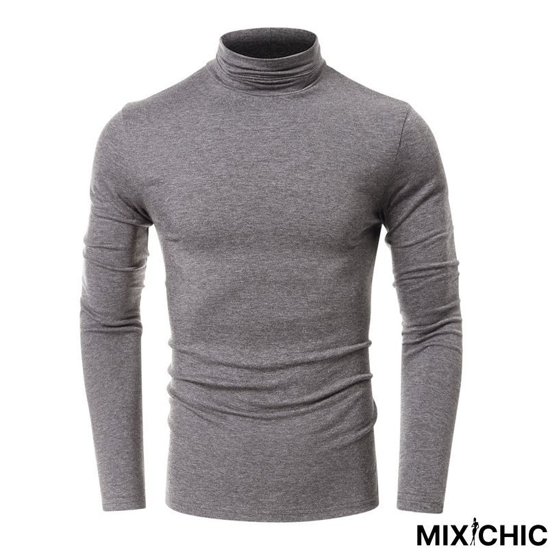High Collar Bottom Shirt Long Sleeve T-Shirt Slim Man