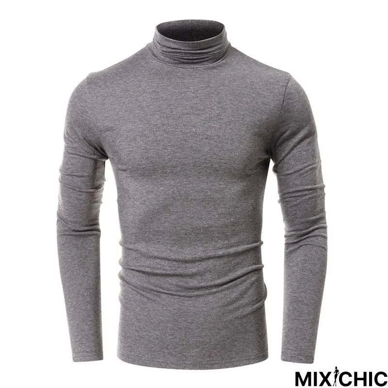 High Collar Bottom Shirt Long Sleeve T-Shirt Slim Man