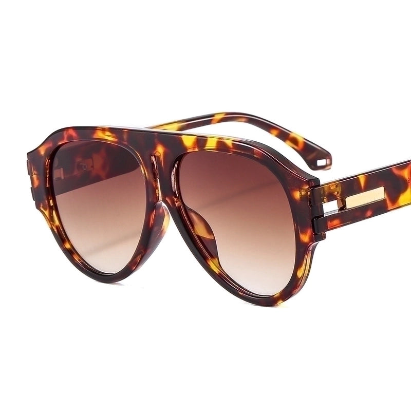 Retro Leopard Pc Oval Frame Patchwork Full Frame Women’s Sunglasses