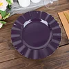10 Pack | 9" Purple Hard Plastic Dinner Plates with Gold Ruffled Rim, Heavy Duty Disposable Dinnerware