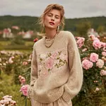 Women's Vintage Pink Rose Cozy Sweatshirt - Image 2
