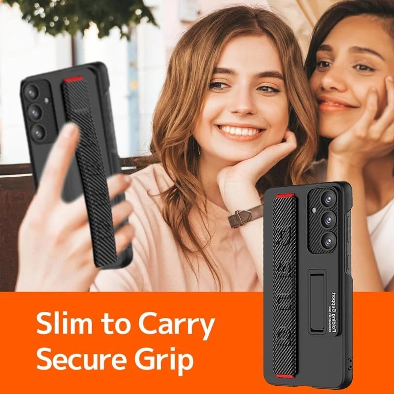 Suitable for S26 Ultra phone case, ultra-thin stand, elastic wrist strap, precision hole, shockproof protective case