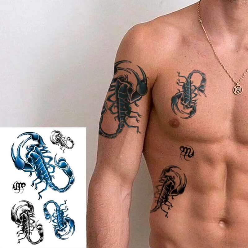 Temporary Tattoo Stickers Scorpion Pyramid Roman Bell Fake Tatto Waterproof Tatoo Back Leg Arm Belly Big Size for Women Men Girl