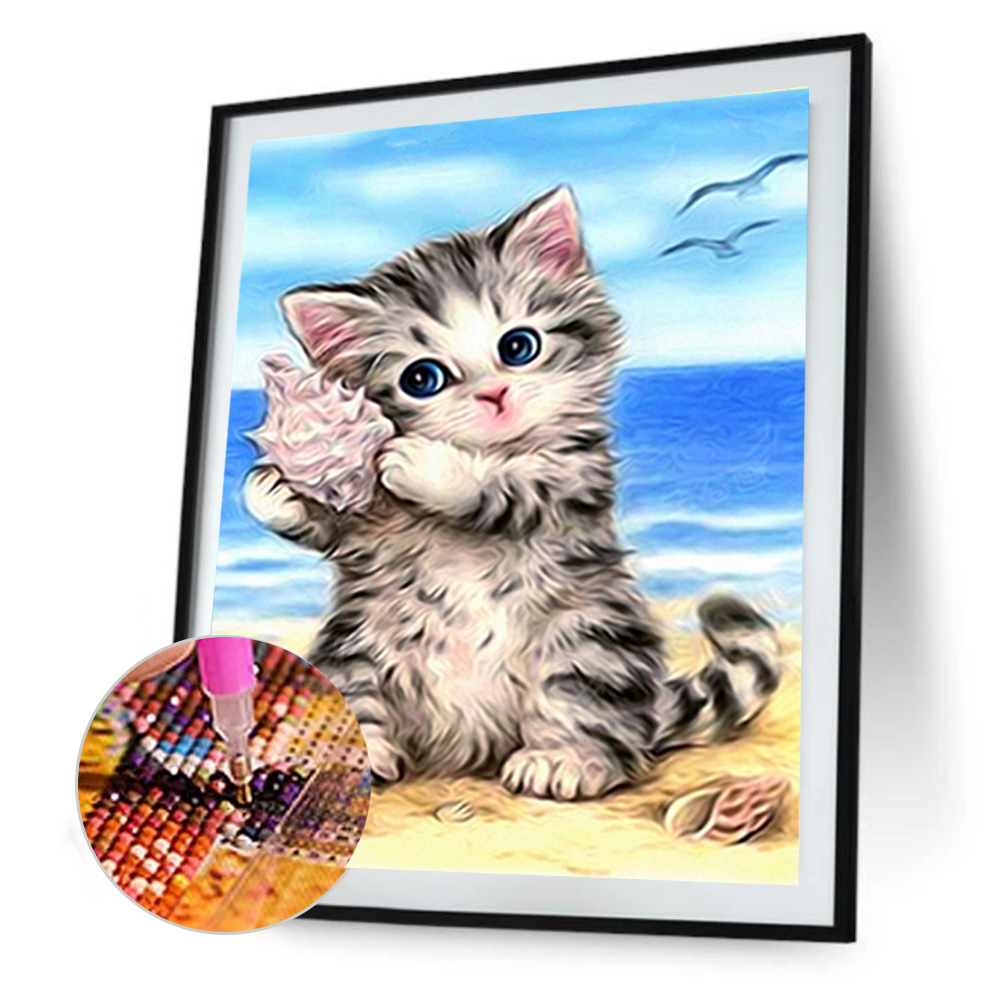 

(Multi-Size) Sea Snail Cat - Round/Square Drill Diamond Painting - 40*30CM, Square diamond 30*40cm, 501 Original