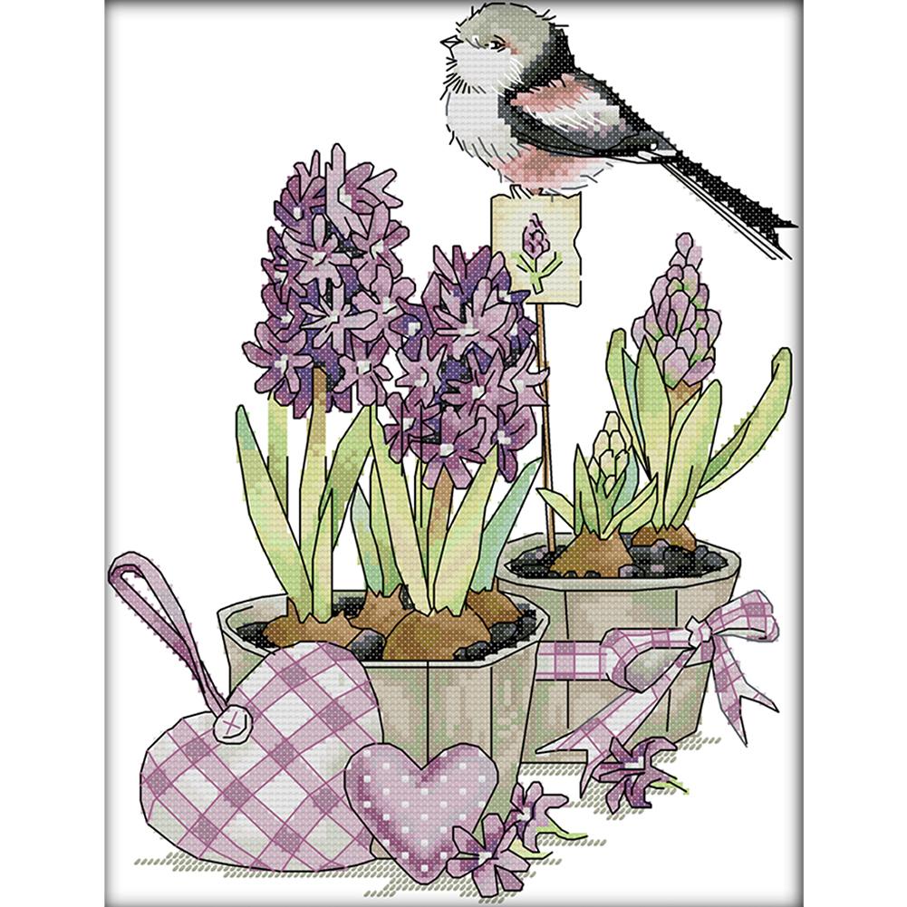 

Bird On Flowerpot - 14CT Stamped Cross Stitch - 27*33cm, 501 Original
