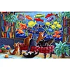 Chat regardant l’aquarium-perceuse ronde peinture diamant-40 * 60cm (grande taille)