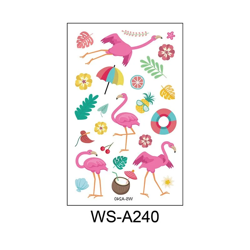 10 Kinds Flamingo Tattoos Disposable Temporary Realistic Pink Birds Flowers Beautiful Body Makeup Stickers Waterproof