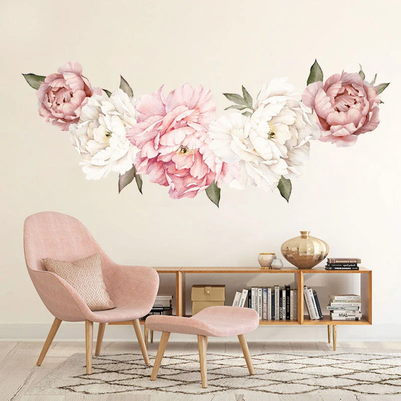New Peony Flower Wall Stickers Bedroom Living Room Dormitory Background Study Home Decoration Wall Decals