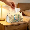(25cm)Peacock PU DIY Diamond Painting Tissue Box for Beginners Adults Home