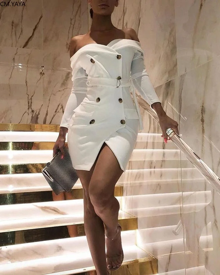 GL Women Winter Full Sleeve Bodycon Slash Neck Sashes Buttons Dress Sexy Casual Club Night Party Bandage Dresses Fashion