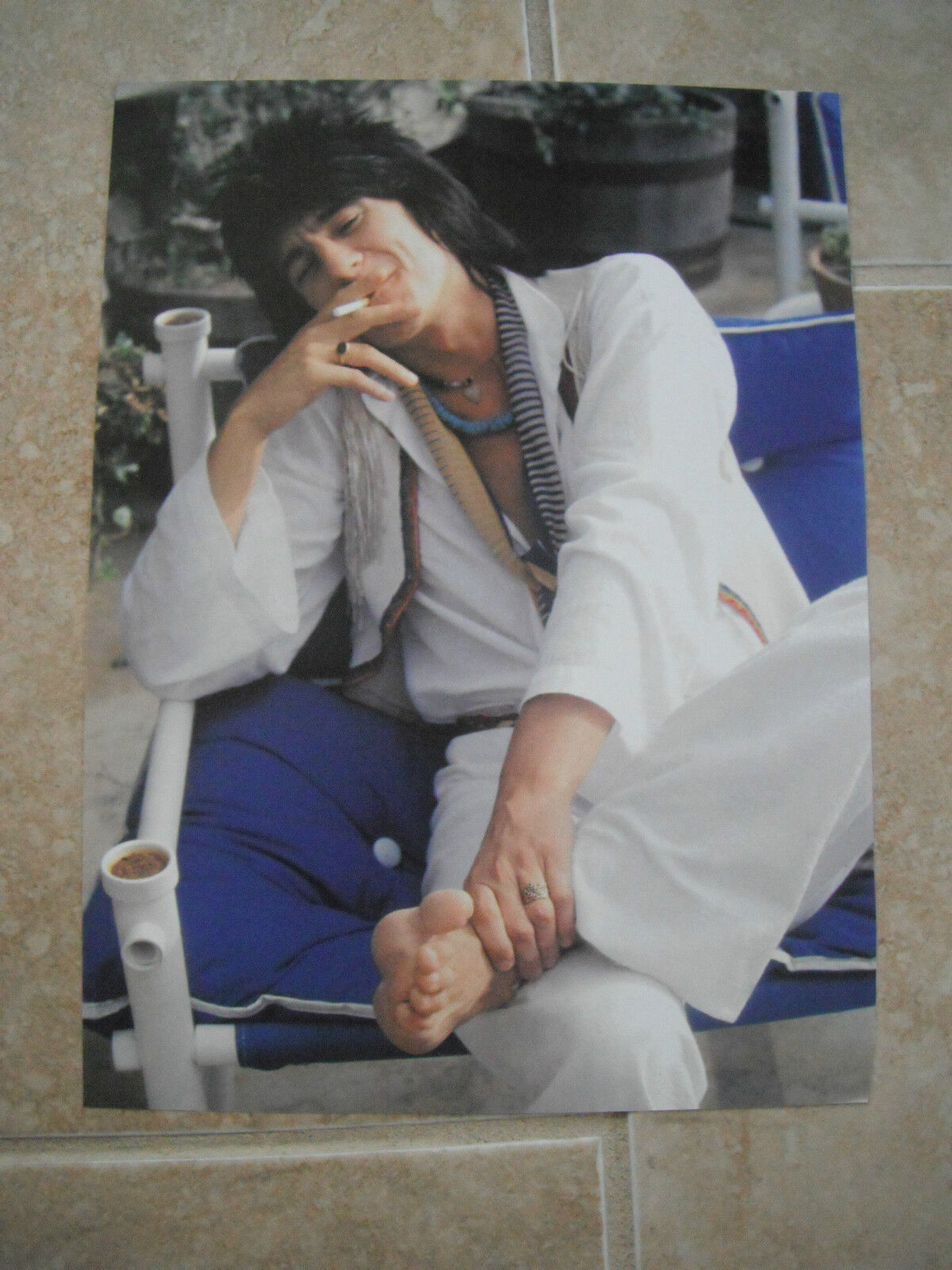 Rolling Stones Ron Wood Vtg Candid Coffee Table Book Photo Poster painting #7