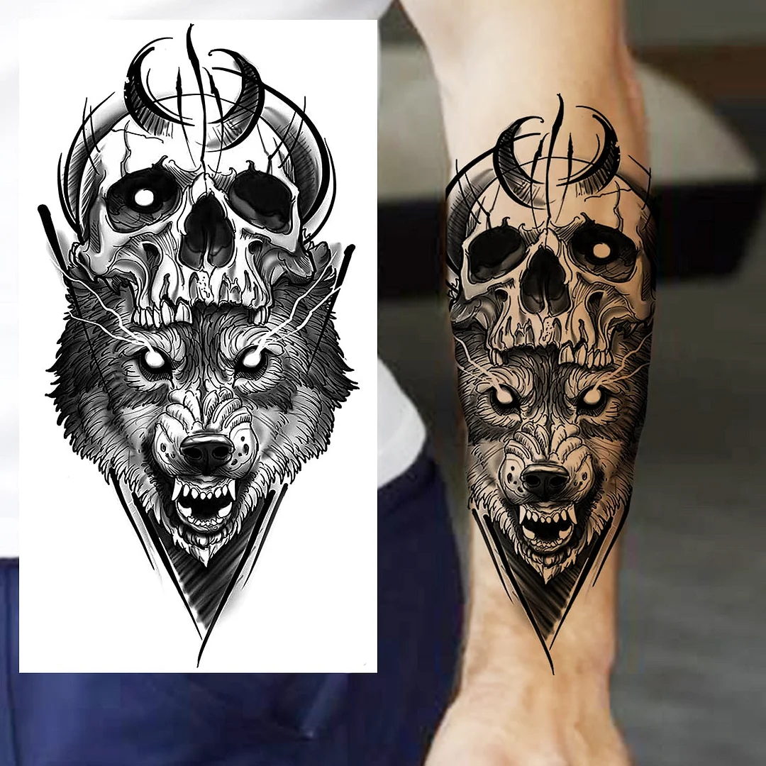 Praying Lion Cross Temporary Tattoos For Men Women Clown Wolf Tiger Flower Compass Fake Tattoo Sticker Forearm Waterproof Tatoos