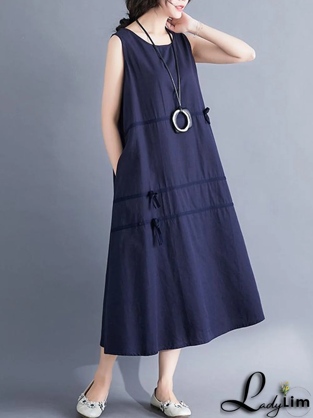 Casual Sleeveless A-line Long dress