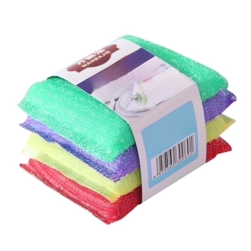 Spong Mop 4-piece Brush Kitchen Scouring Pad Dishwashing Cleaning Sponge