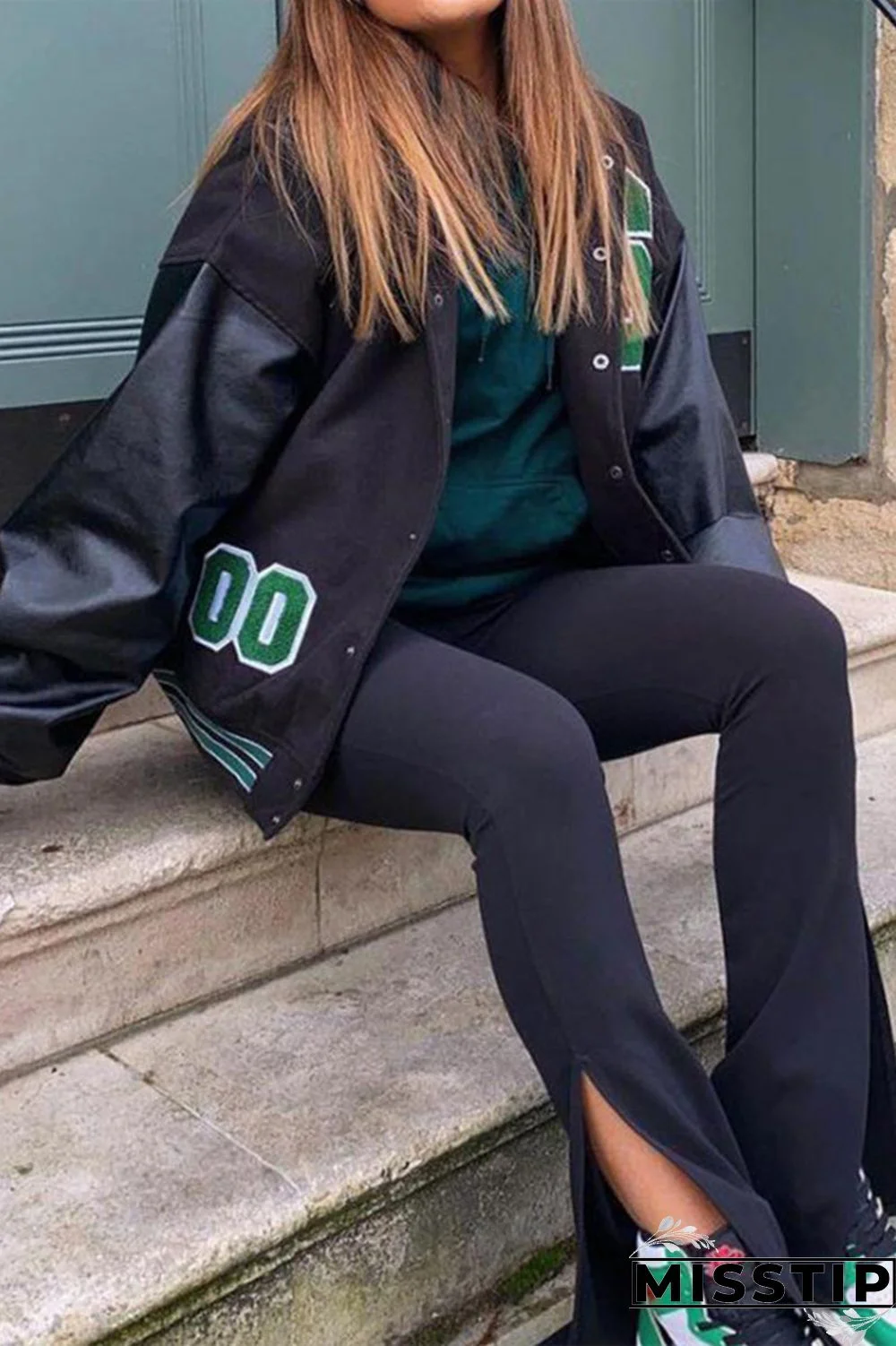 Apricot Fashion Casual Patchwork Embroidered O Neck Outerwear