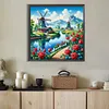 Moulin &agrave; vent et fleurs-perceuse ronde peinture diamant-50*50cm