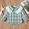 Baby Girl Long-sleeve Cotton Sweet Plaid Shirt Smock