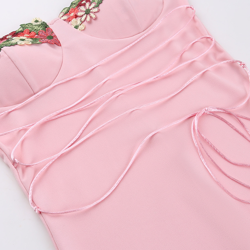 Ootddress Printed Bandage Fashion Long Dress Female Elegant Slim Sleeveless High Waist Spaghetti Dress Patchwork Party Dress Women