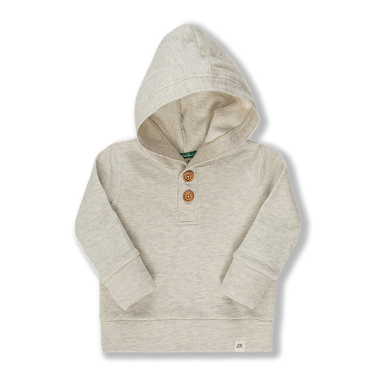 Heathered Cream Button Hoodie