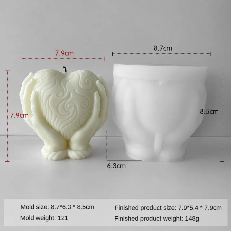 Hands Holding Hearts Silicone Candle Mold 3D Carving Love Soap Resin Plaster Chocolate Ice Mould Home Decor Valentine's Day Gift