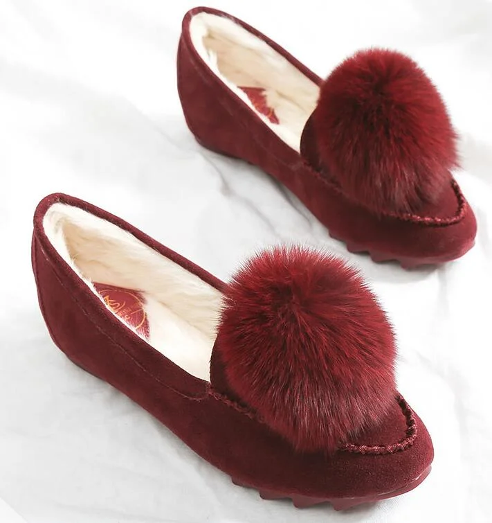 Cute pompom winter fur flat loafers women 9.5/10 espadrilles 2019 new arrival ballet flats slip on creepers comfort moccasins