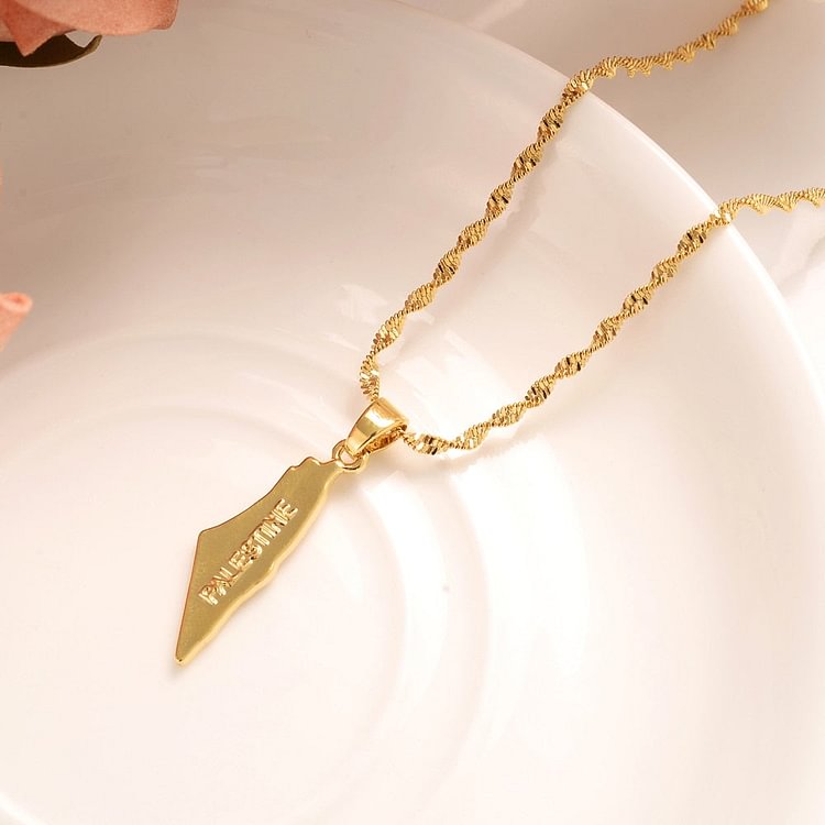 24k  gold silver color Palestine map National Flag pendant &amp; necklace for women