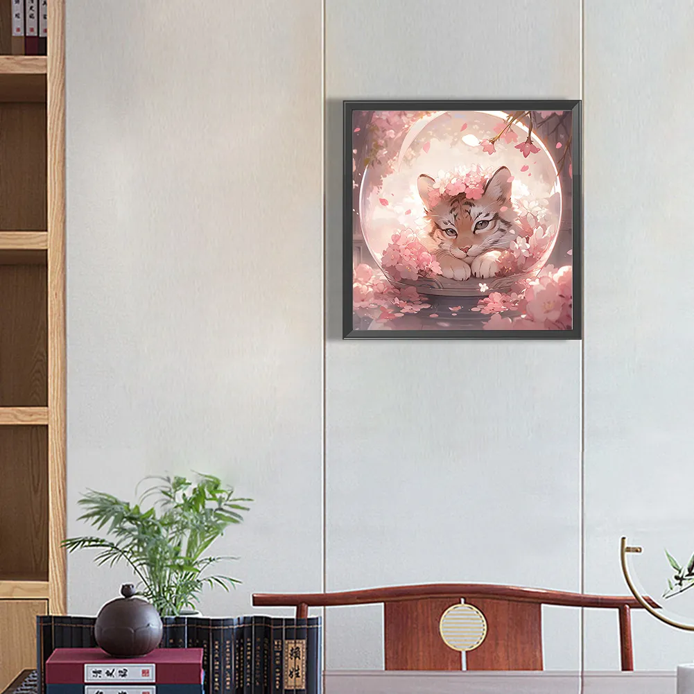 Diamond Painting - Full Square Drill - Pink Tiger(Canvas|45*45cm)