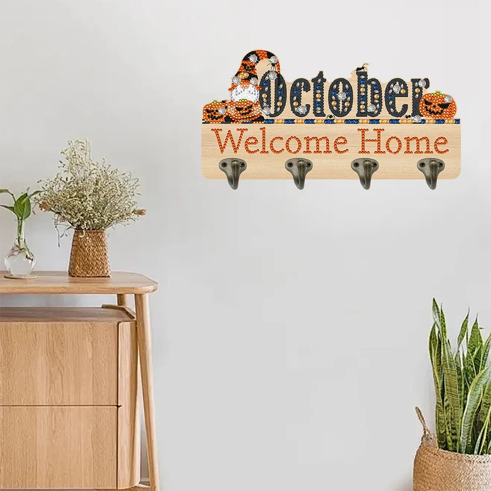 DIY Wooden Calendar October DIY Diamond Art Craft Wall Hooks for Beginners Adults