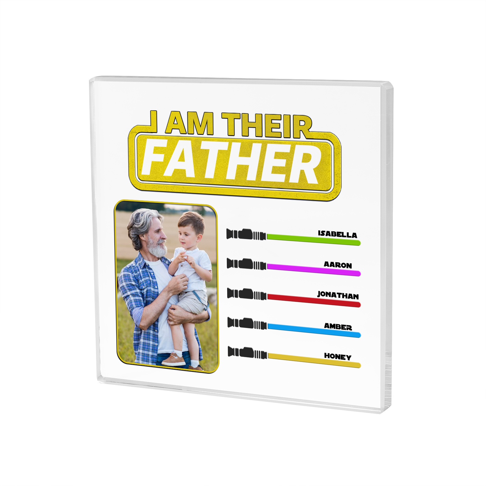 5 Names - Personalised Photo & Name Acrylic Square Keepsake Rectangle Plaque "I Am Their Father" Gifts for Dad-Jessemade AU
