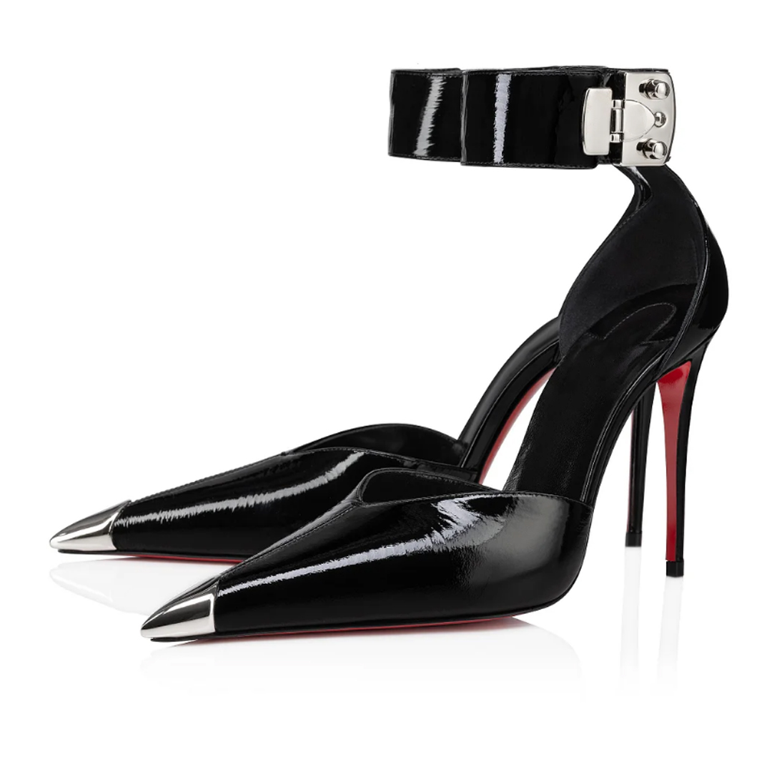 105mm Women's Pointed stilettos High Heels Red Bottom Shoes Genuine Leather-MERUMOTE