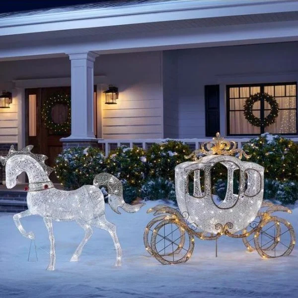 🔥kukelife🔥Christmas-180 light led carriage with 43 in led horse