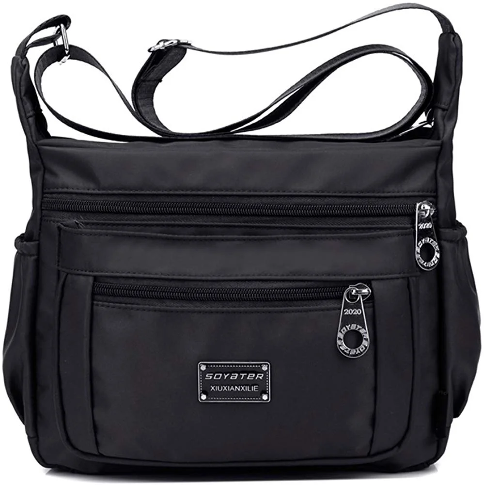 Nylon Crossbody Shoulder Bag, 9 Pockets Protects Against Water