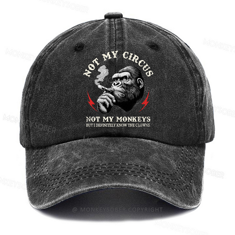 Personalized "Not My Circus Not My Monkeys But I Definitely Know The Clowns" Custom Washed Baseball Caps