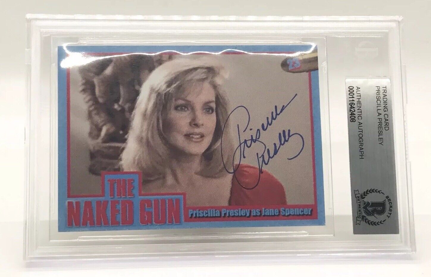 PRISCILLA PRESLEY Signed THE NAKED GUN Autograph CARD Slabbed BAS Beckett Slab