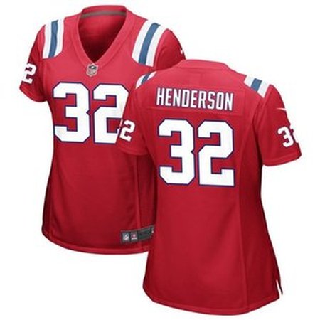 Women's New England Patriots #32 TreVeyon Henderson  Red 2025 NFL Draft Game Jersey