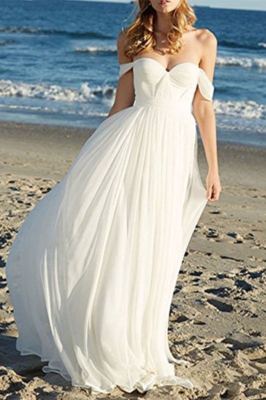 Chiffon Off-the-Shoulder Wedding Dress | Ballbellas Ballbellas