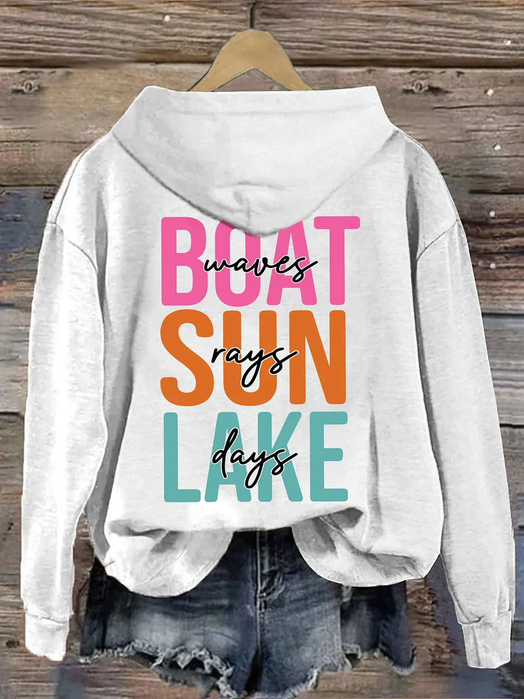 Boat Waves Sun Rays Lake Days Hoodie