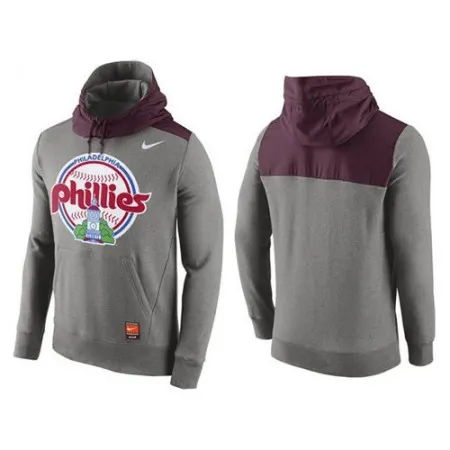 Men's Philadelphia Phillies  Gray Cooperstown Collection Hybrid Pullover Hoodie