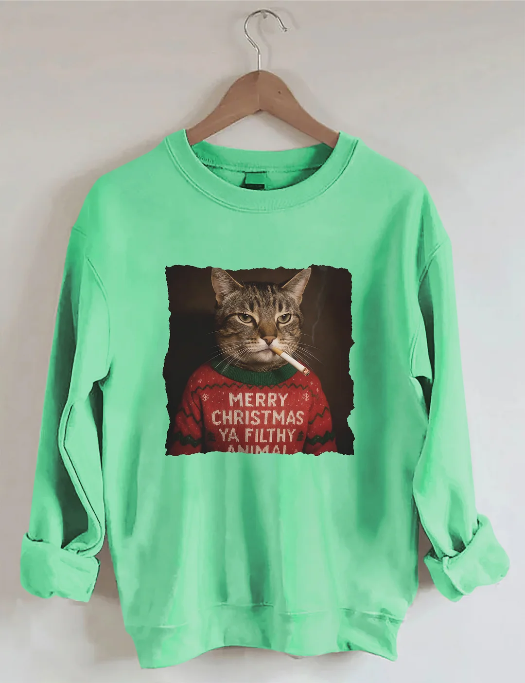 Funny Christmas Smoking Cat Sweatshirt