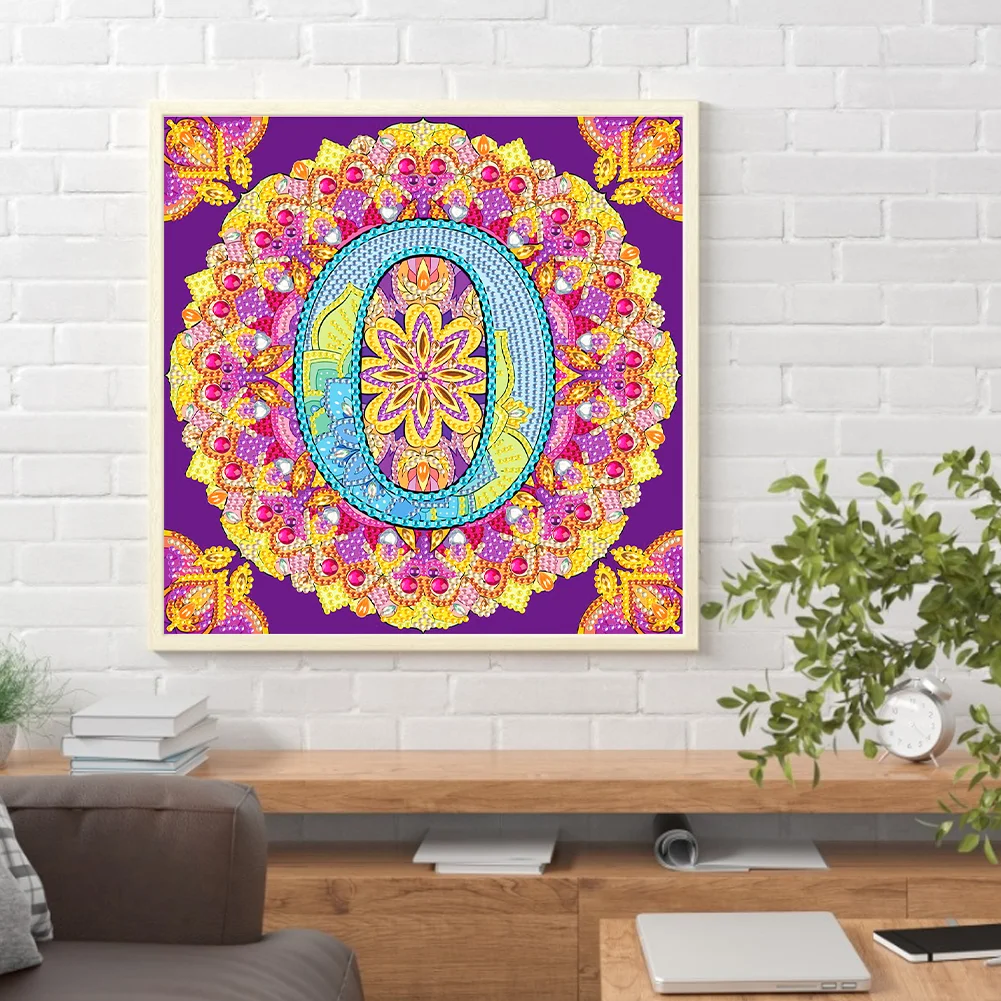 Special Shape Diamond Painting 30*30cm - O Letter Mandala